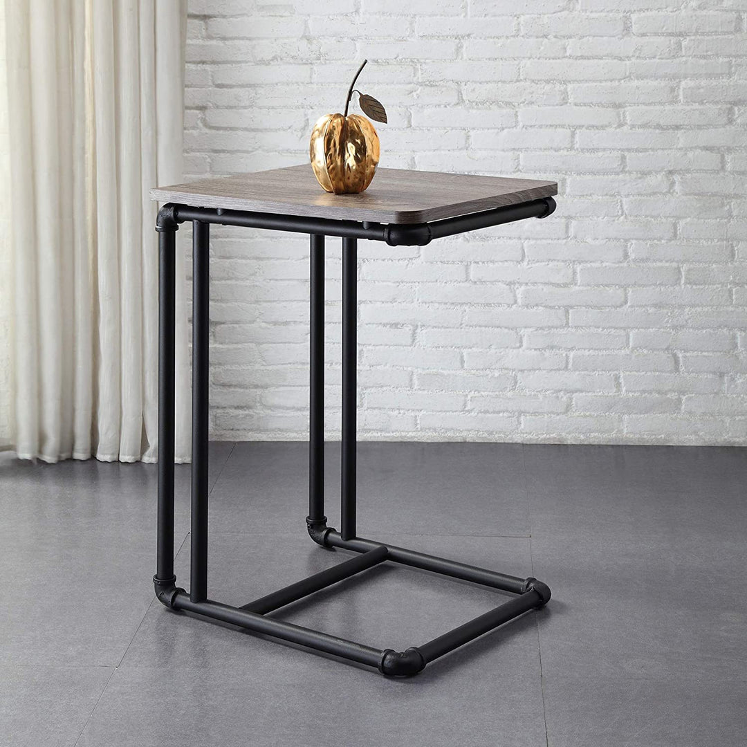 Industrial Collection Side Table Black Grey Rectangle Laminate MDF Metal Hammered Natural Finish Powder Coated - Diamond Home USA