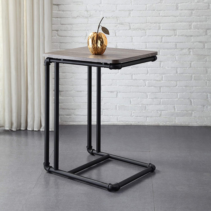 Industrial Collection Side Table Black Grey Rectangle Laminate MDF Metal Hammered Natural Finish Powder Coated - Diamond Home USA