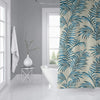 MISC Blue Tropical Leaves Shower Curtain by 71x74 Blue Floral Tropical Polyester