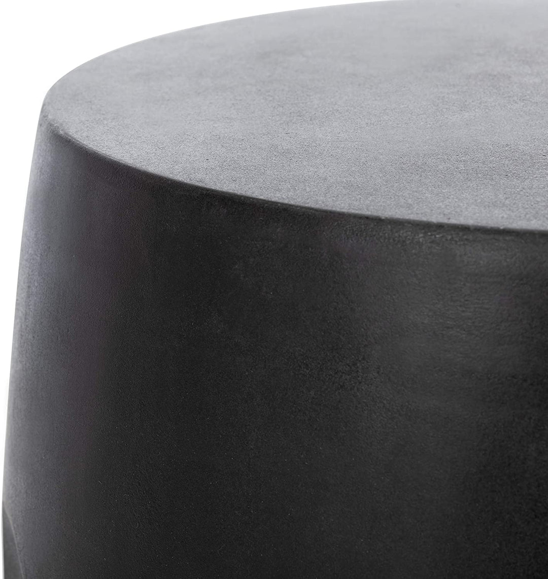 Indoor/Outdoor Modern Black Concrete Round Accent Table 15 7" W X L 17 7" H Contemporary Painted