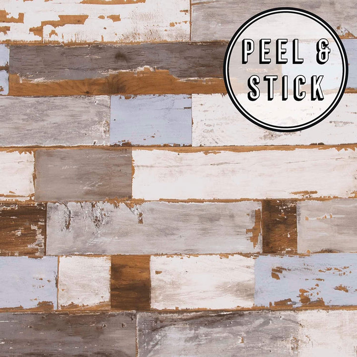 Distressed Wood Peel Stick Wallpaper Brown