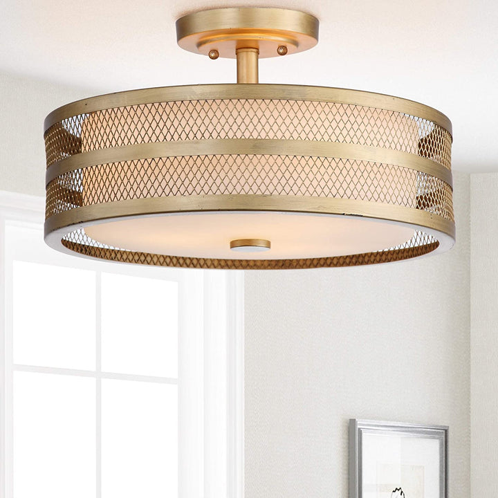 Lighting 3 Light Gold Ceiling Light Metallic Glam Transitional Glass Bulbs Included Energy Efficient - Diamond Home USA