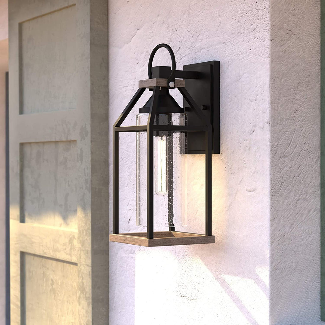 6 25 Black Outdoor Farmhouse Wall Lantern Dusk Dawn