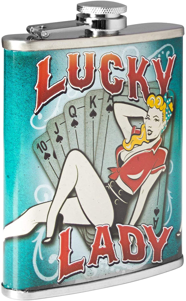 Lucky Lady Stainless Steel 8 Oz Flask Color