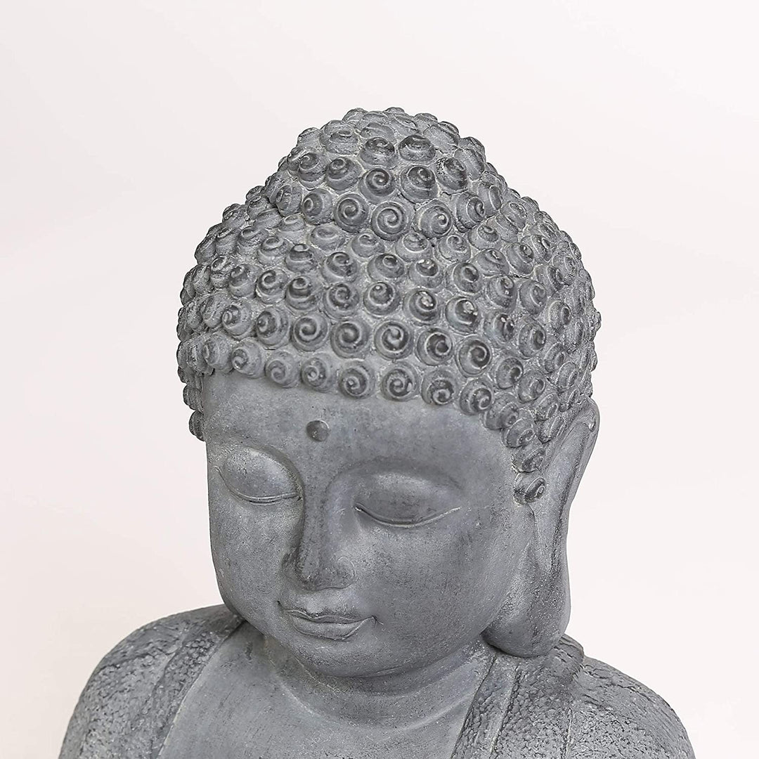 Meditating Buddha Garden Statue Solar Light Grey Oriental Polyresin Bulbs Included - Diamond Home USA