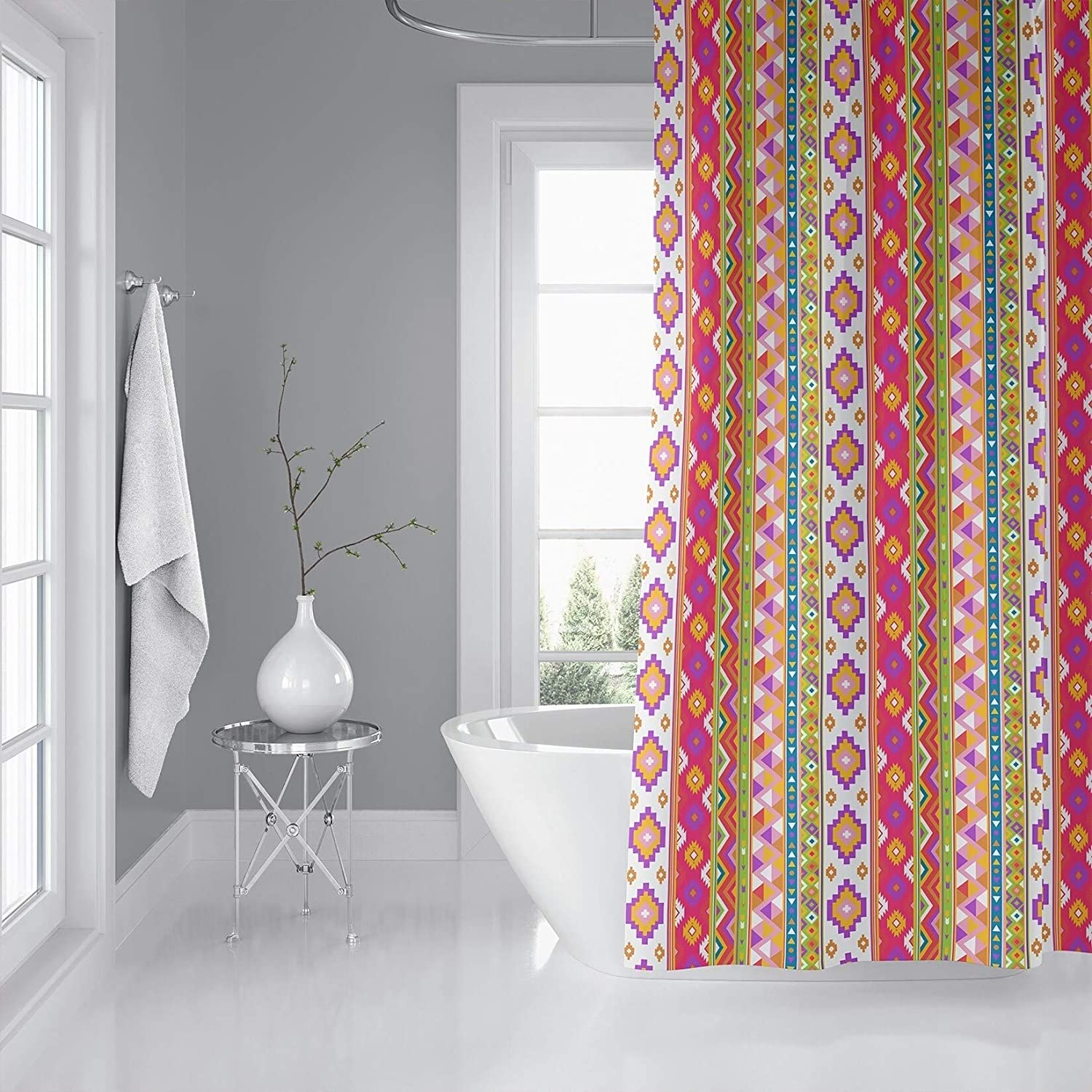 MISC Shower Curtain by 71x74 Pink Geometric Southwestern Polyester