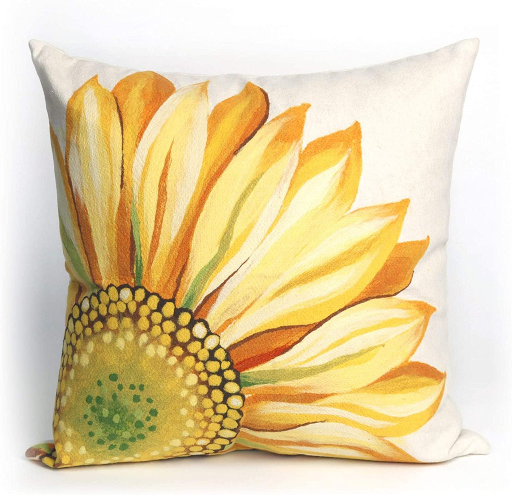 Sunflower Indoor/Outdoor 20 Inch Throw Pillow Brown Green Yellow Floral Modern Contemporary Patterned Polyester Single