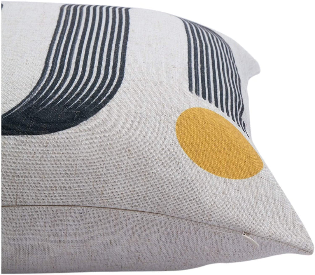 Decorative Pillow Black White Yellow Abstract Dot Glam Linen Polyester One Removable Cover