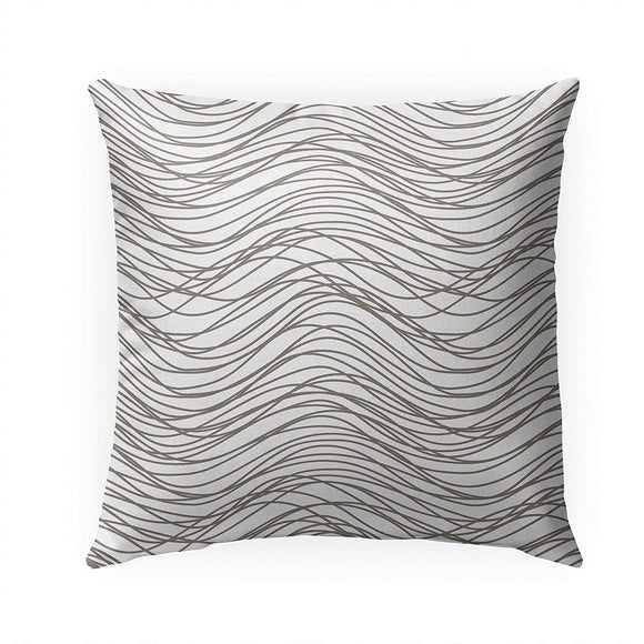 Flow Natural Indoor|Outdoor Pillow by Tiffany 18x18 Grey Geometric Modern Contemporary Polyester Removable Cover
