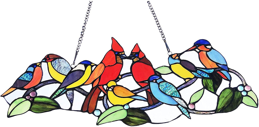 Glass Window Panel/suncatcher Cute Birds Color Traditional Irregular Animals Includes Hardware