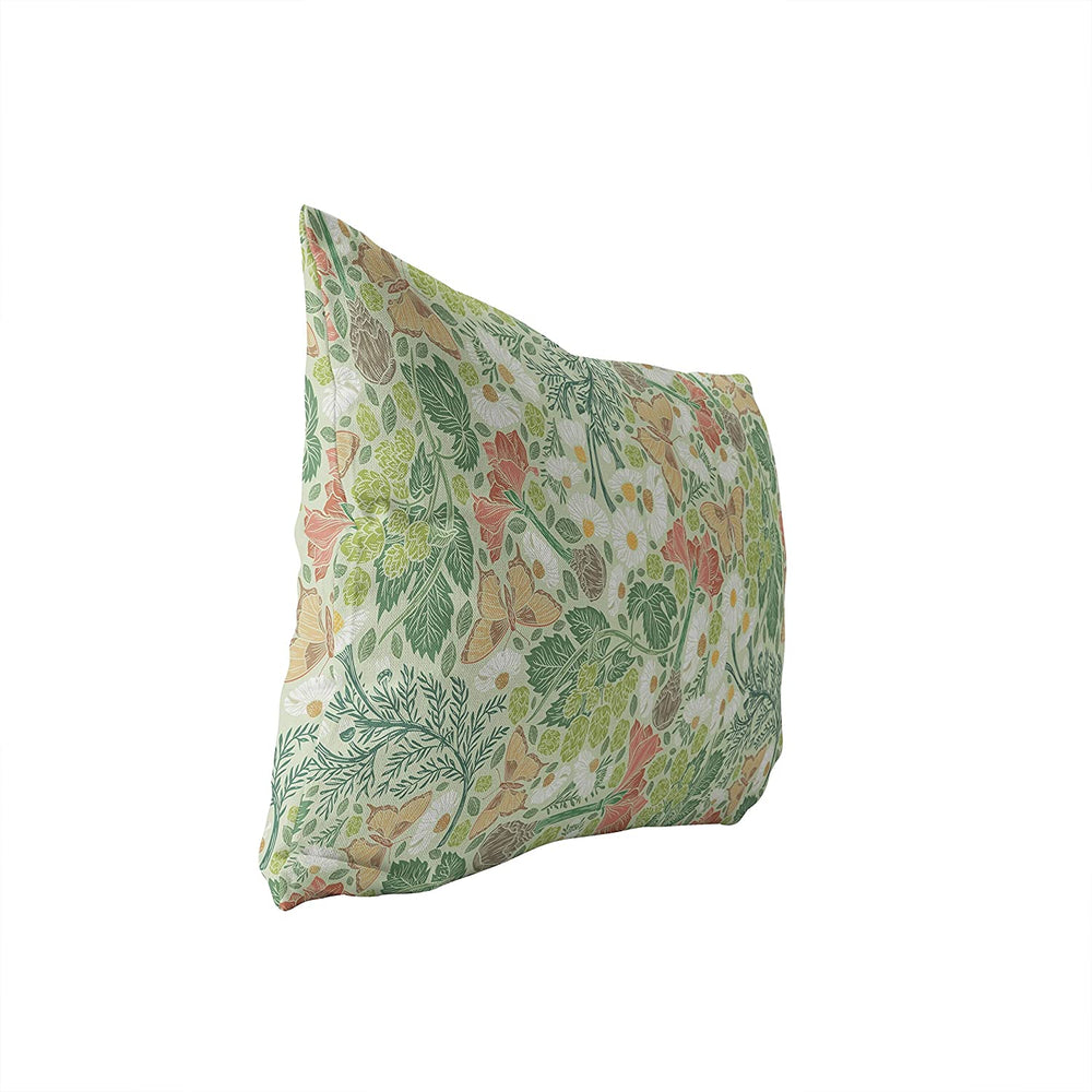 Light Lumbar Pillow Green Floral Modern Contemporary Polyester Single Removable Cover - Diamond Home USA