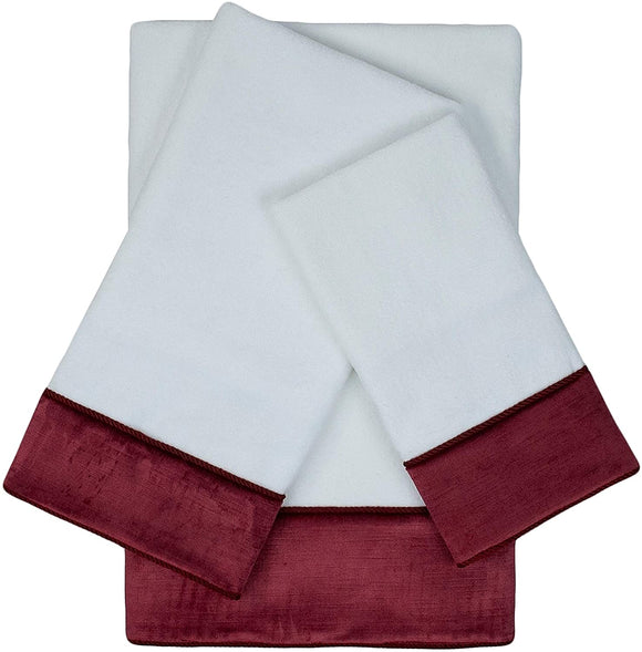 Unknown1 Red 3 Piece Embellished Towel Set 13 X 18 0 5/16 25 0 5/25 48 0 5 White Solid Color Cotton Microfiber