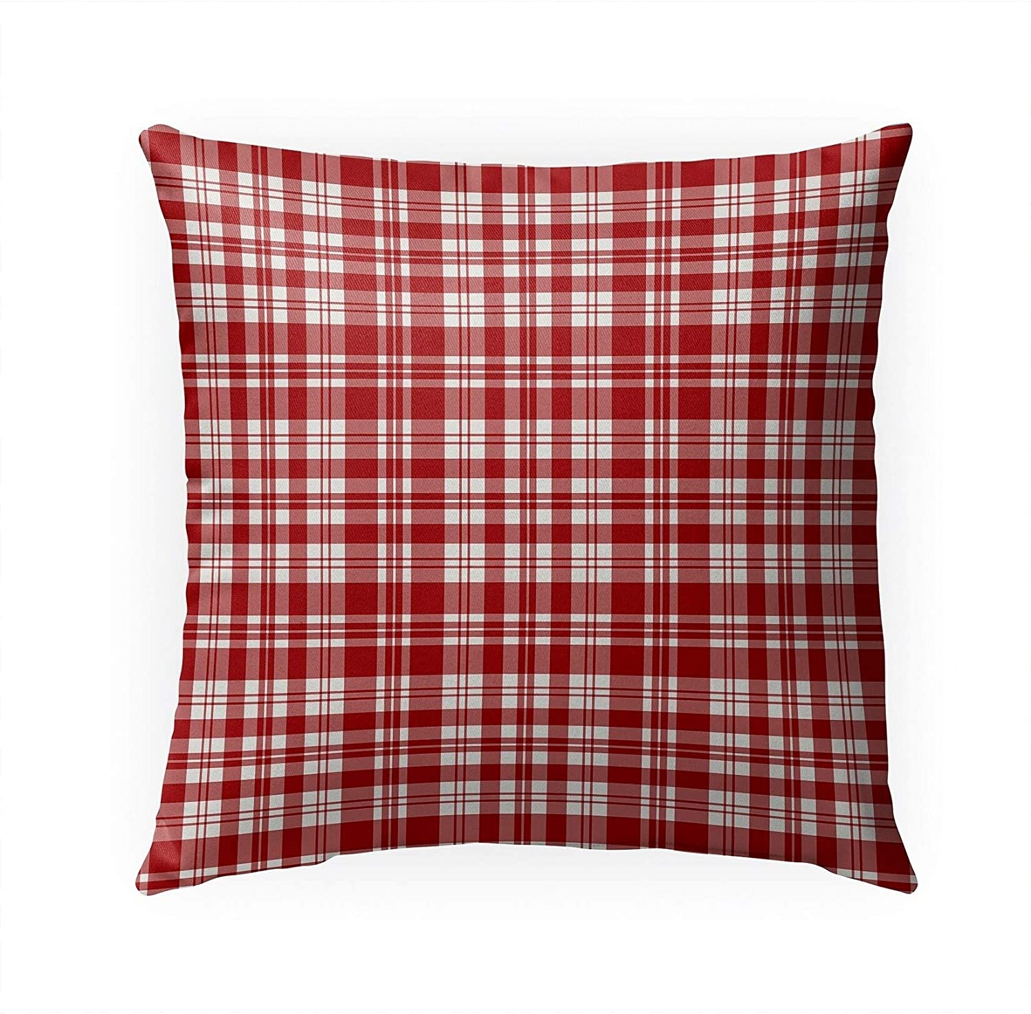 Playful Plaid Red Indoor|Outdoor Pillow by 18x18 Red Plaid Modern Contemporary Polyester Removable Cover