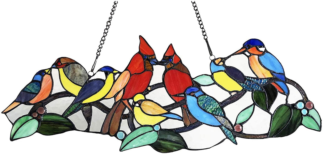 Glass Window Panel/suncatcher Cute Birds Color Traditional Irregular Animals Includes Hardware