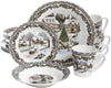 Unknown1 Cozy Christmas Scenic Cottage 16 Piece Dinnerware Set White Animal Casual Round Stoneware Microwave Safe