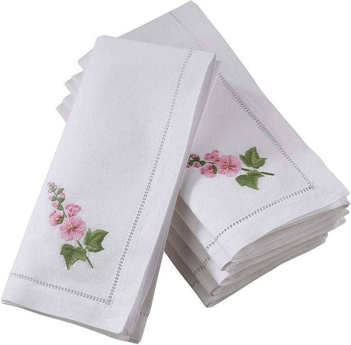 Hemstitch Cotton Napkins Embroidery (Set 6) White