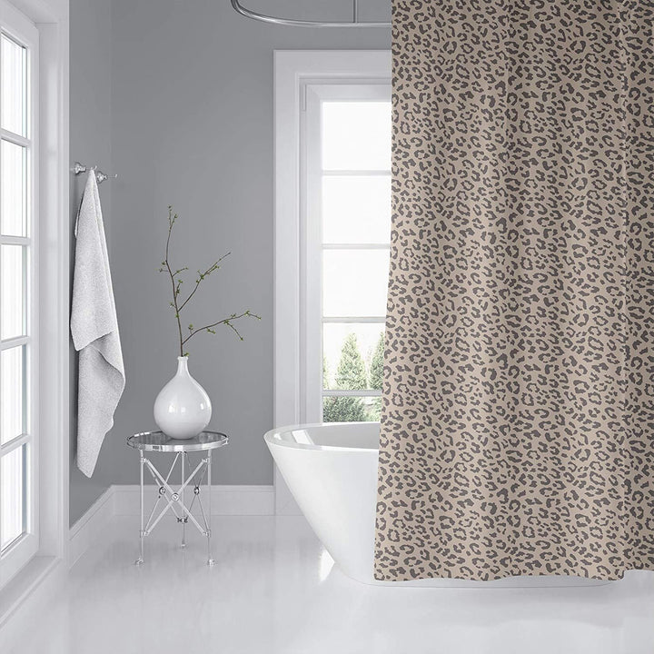 Leopard Beige Shower Curtain Animal Modern Contemporary Polyester