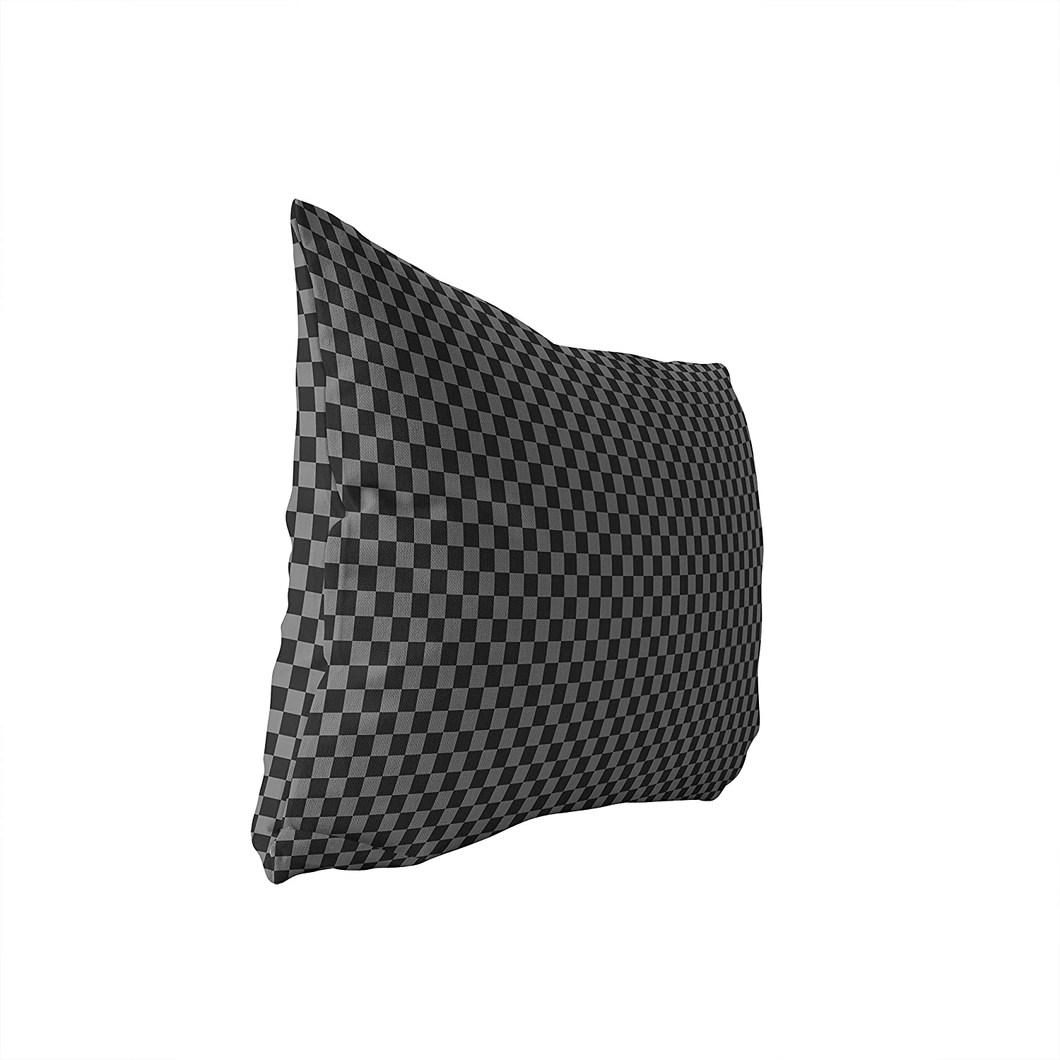 UKN Checker Board Black Grey Lumbar Pillow Black Geometric Modern Contemporary Polyester Single Removable Cover