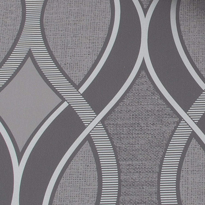 Ribbon Geo Grey Silver Wallpaper Geometric Modern Contemporary - Diamond Home USA