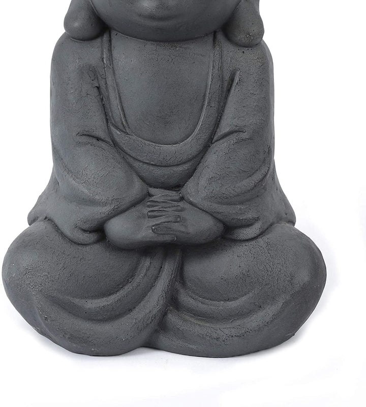 MISC Meditating Buddha Garden Statue Grey Oriental Magnesium Oxide Handmade