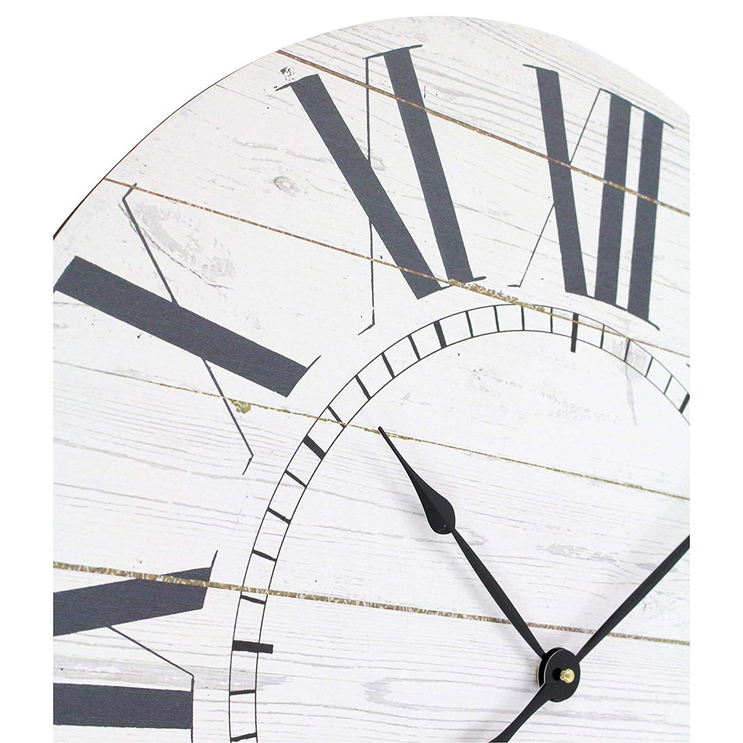 Large Shiplap Wall Clock Large Roman Numerals French Country Design Hanging Indoor Timepiece 23" Round