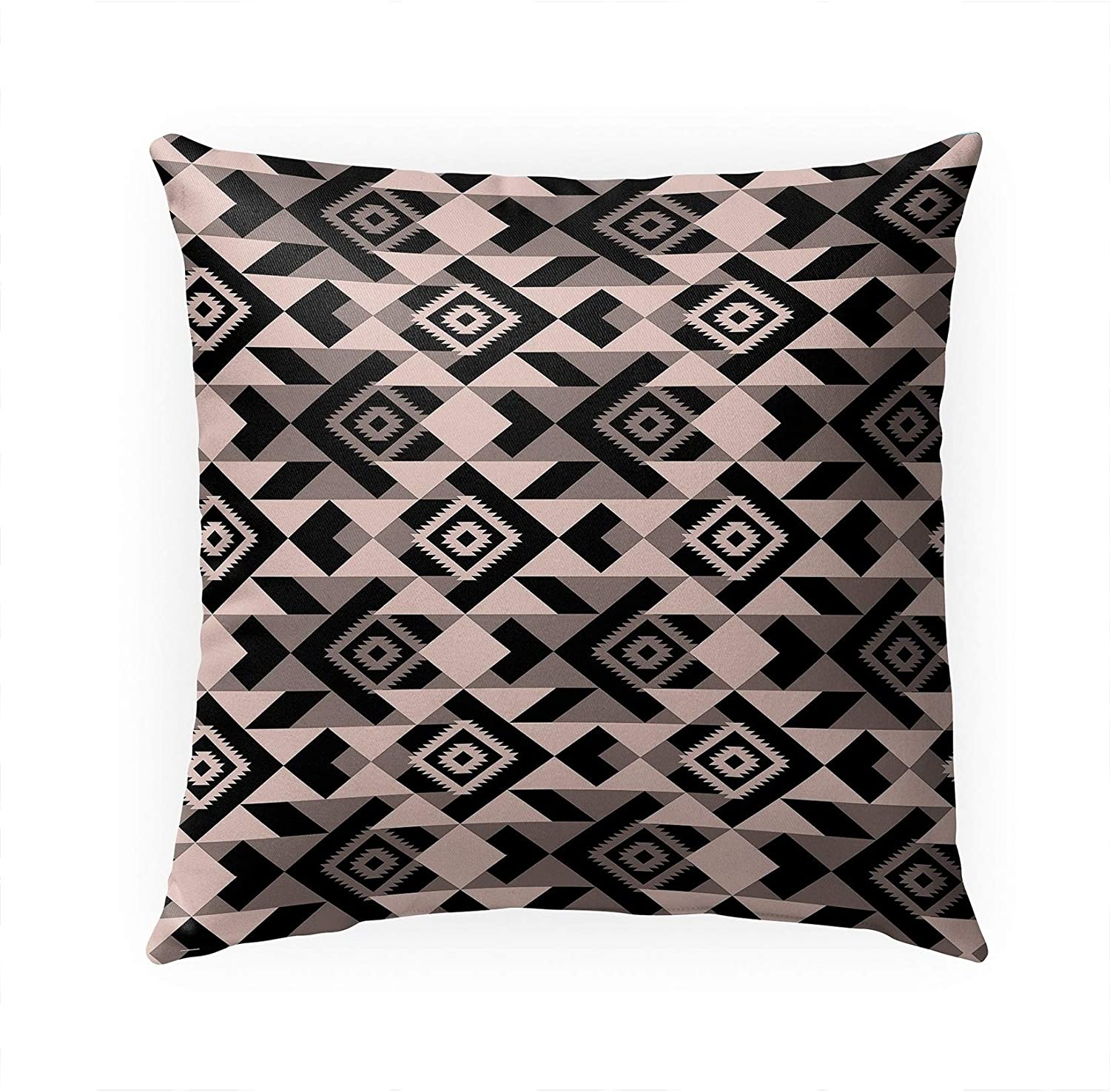 MISC Indoor|Outdoor Pillow by Greener 18x18 Black Geometric Southwestern Polyester Removable Cover