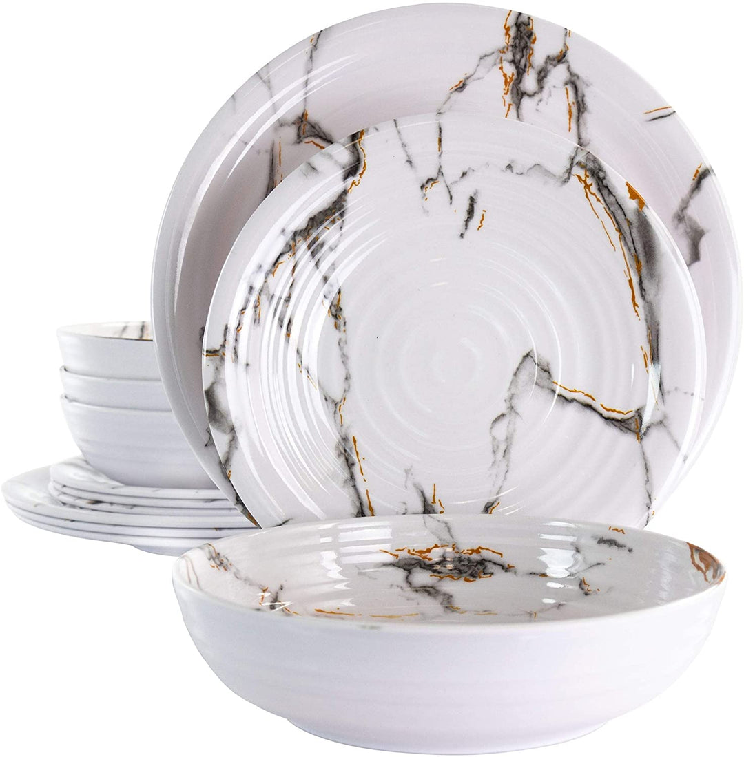 Fine Sculpture 12 Pc Lightweight Dinnerware Set White