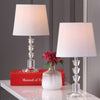 Lighting 16 inch White Shade Tiered Crystal Orb Table Lamp (Set 2) 9"x9"x16" Clear Modern Contemporary Transitional Chrome Bulbs Included