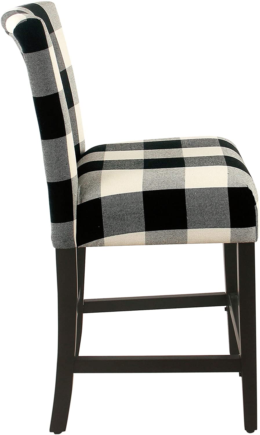 Black/Cream Plaid upholstered Counter Chair 24 Inches Black Modern Contemporary Transitional Fabric Finish Footrest - Diamond Home USA