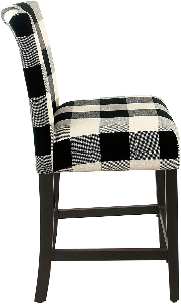 Black/Cream Plaid upholstered Counter Chair 24 Inches Black Modern Contemporary Transitional Fabric Finish Footrest - Diamond Home USA