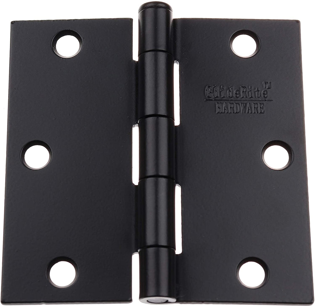 3 5" x Square Matte Black Door Hinges (Pack 12)