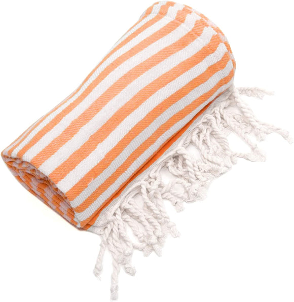 MISC Authentic Orange Turkish Cotton Bath/Beach Towel Striped