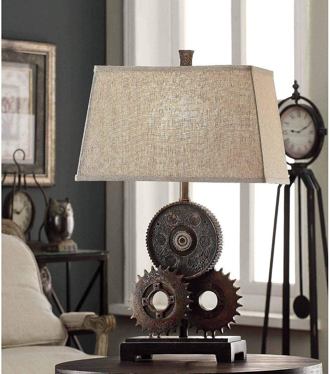 Gears Antique Metal 29 inch Table Lamp N/ Grey