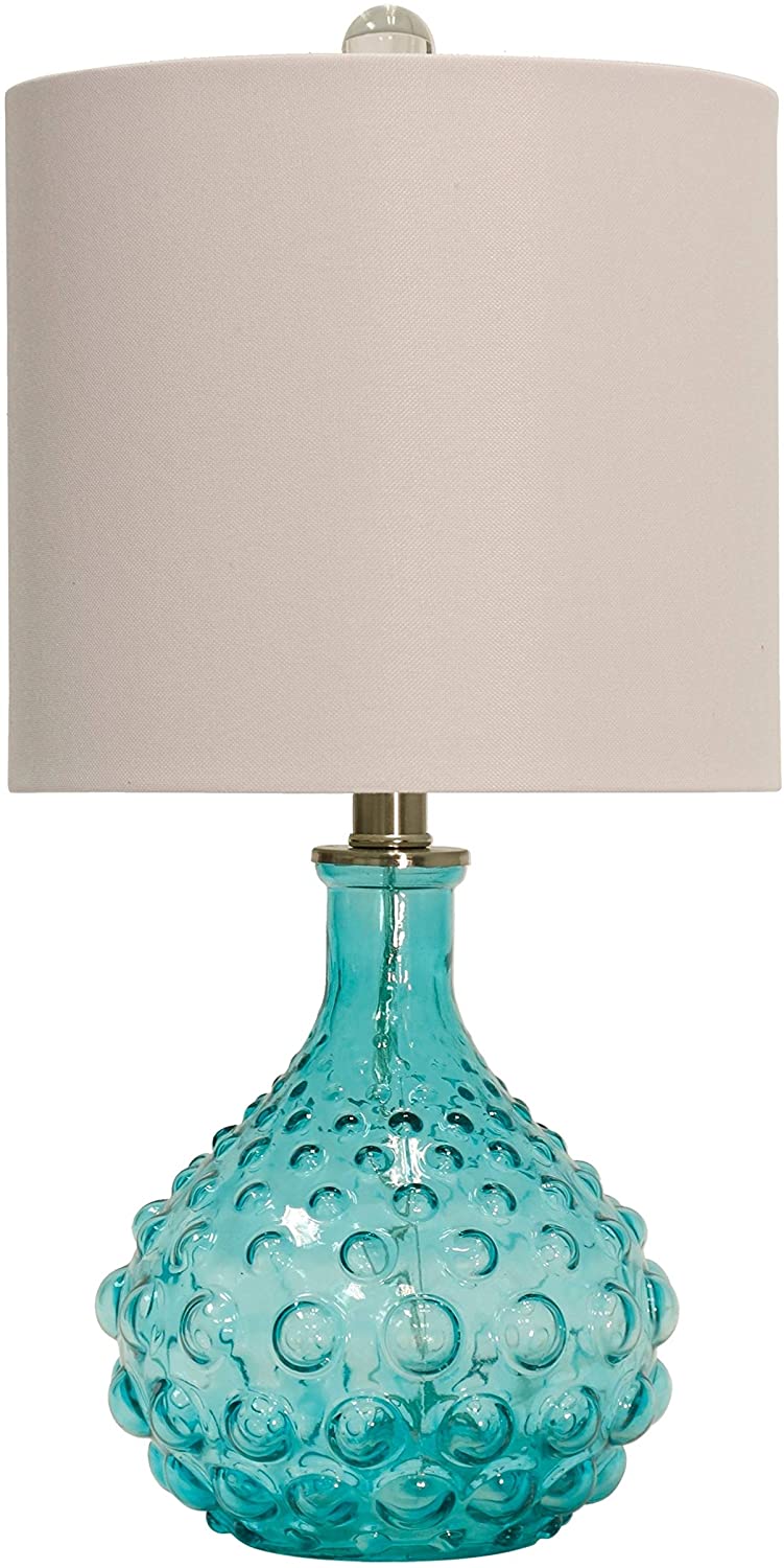 Blue Table Lamp Cream Hardback Fabric Shade