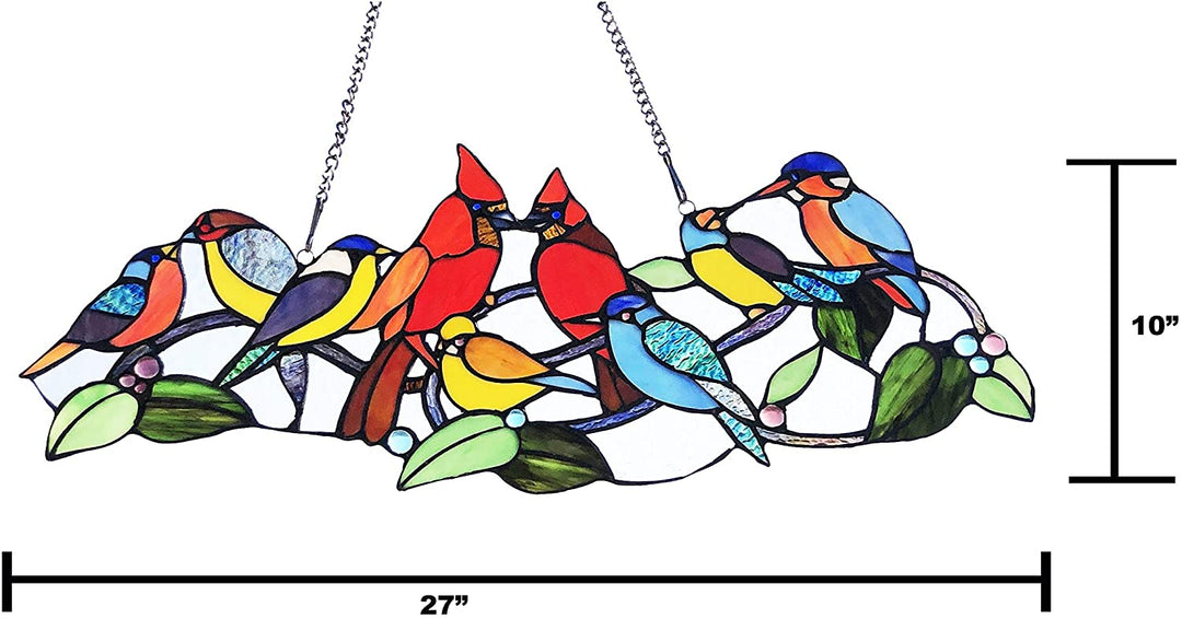 Glass Window Panel/suncatcher Cute Birds Color Traditional Irregular Animals Includes Hardware