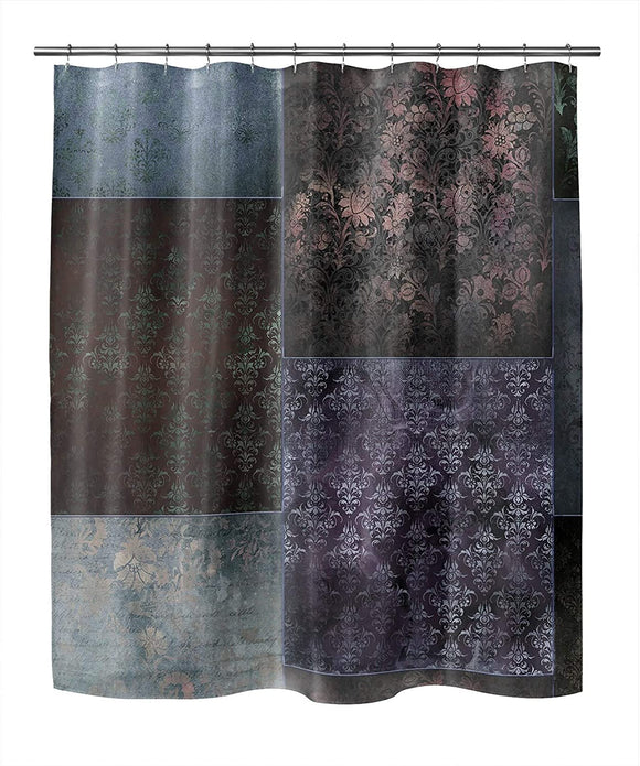 MISC Eclectic Bohemian Patchwork Brown Purple Green Shower Curtain by 71x74 Brown Patchwork Bohemian Eclectic Polyester