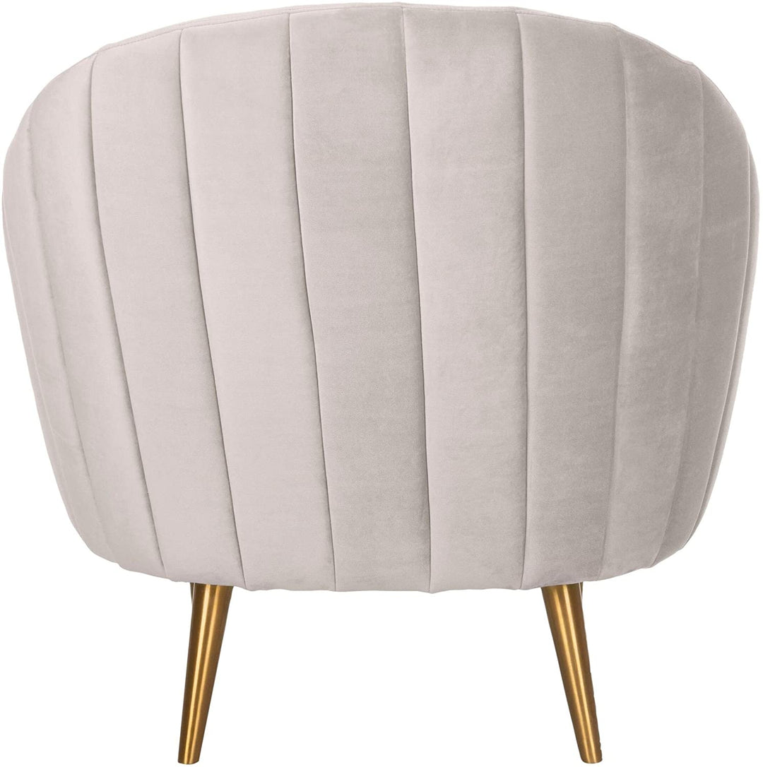 Tufted Tub Chair Pale Taupe/Gold Solid Casual Glam Modern Contemporary Fabric Metal Wood Goldtone Finish Cushions