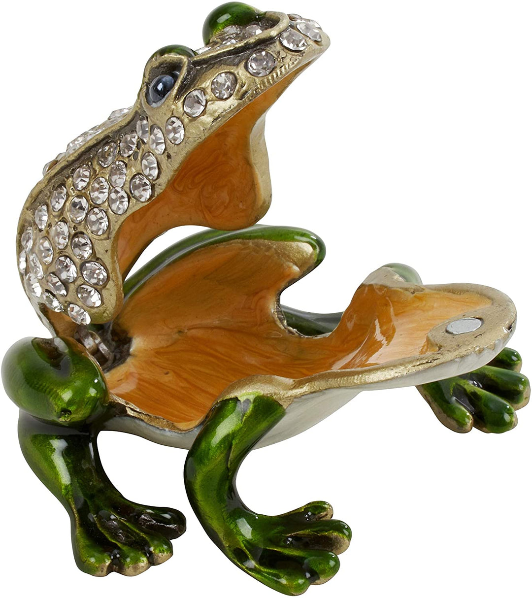 Jeweled Frog Figurine Box Color Animals Pewter - Diamond Home USA