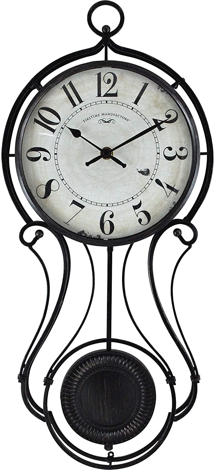 Pendulum Wall Clock American Crafted Black Metal 9 1 X 2 36 20