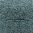 Teal Tweed Round Storage Ottoman Blue Solid Mid Century Modern Fabric
