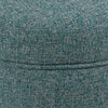 Teal Tweed Round Storage Ottoman Blue Solid Mid Century Modern Fabric