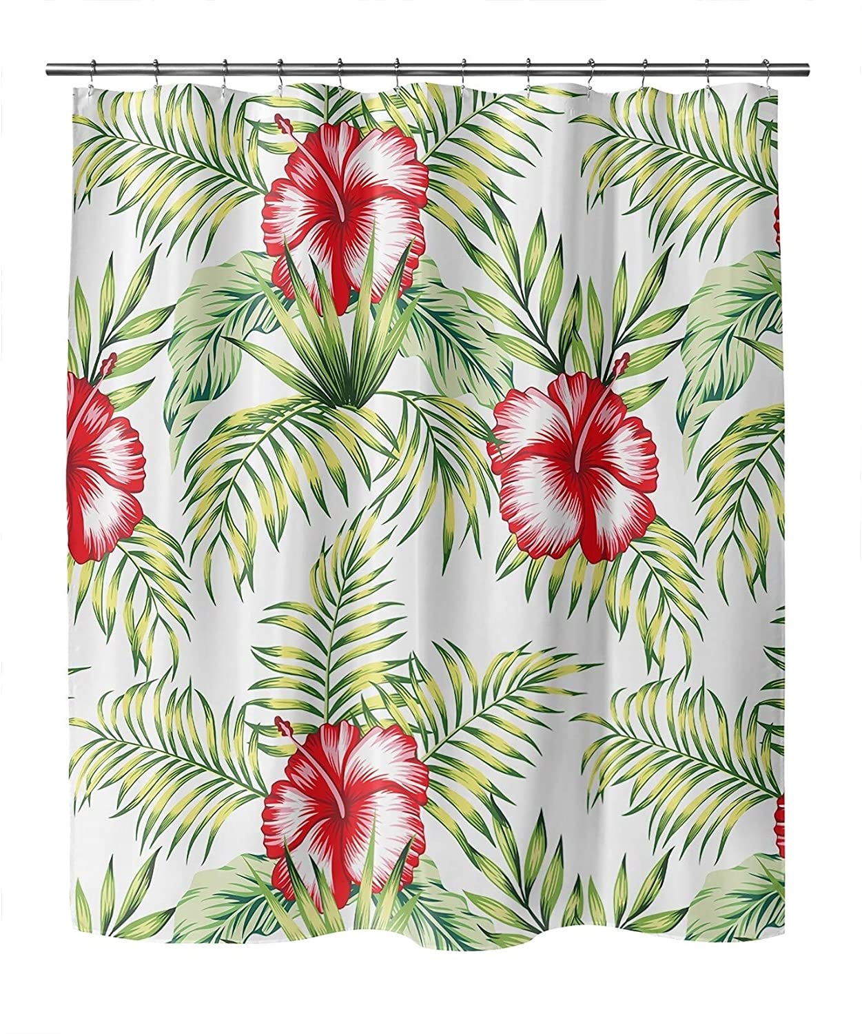 MISC Tropical Botanical Hibiscus Shower Curtain by 71x74 Green Floral Tropical Polyester