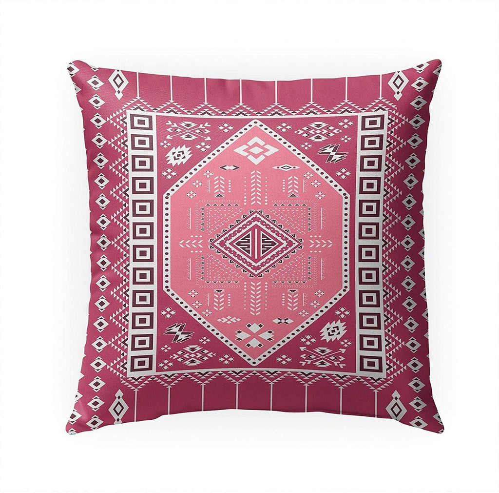 MISC Rose Indoor|Outdoor Pillow by 18x18 Pink Geometric Southwestern Polyester Removable Cover