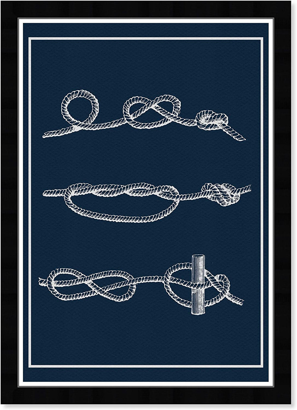 Knots B' al Coastal Wall Art Framed Sports Black White Industrial Rectangle - Diamond Home USA