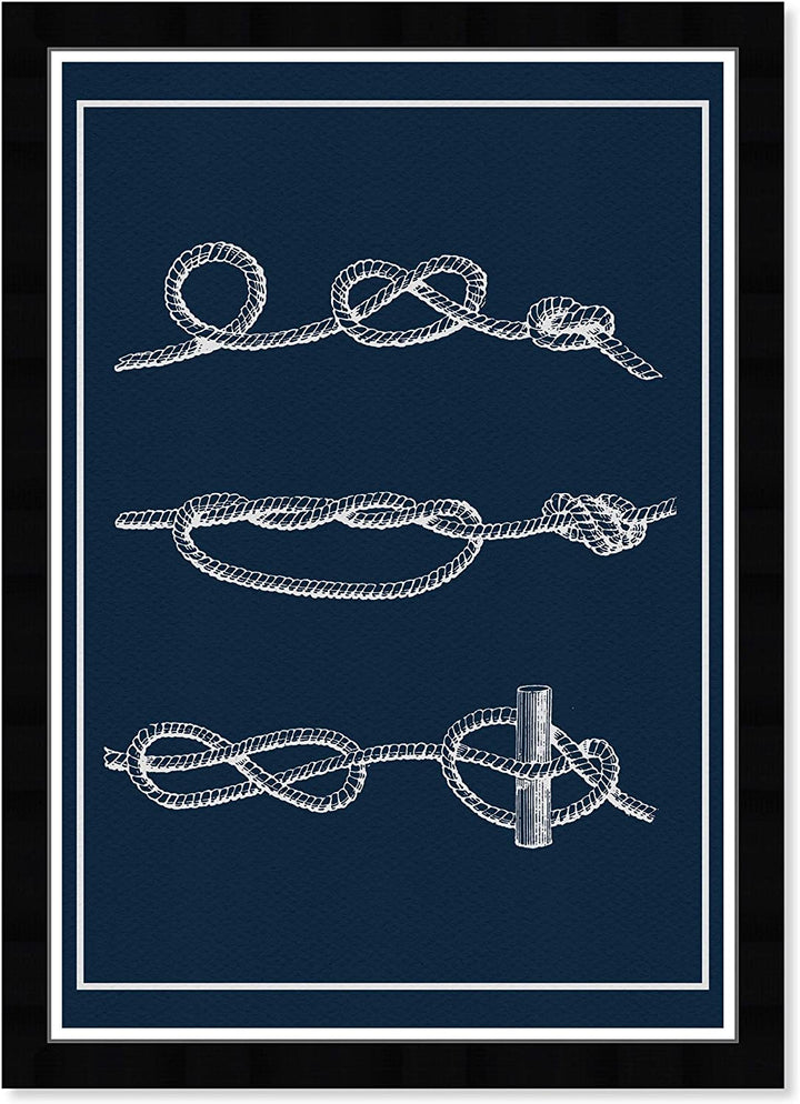 Knots B' al Coastal Wall Art Framed Sports Black White Industrial Rectangle - Diamond Home USA