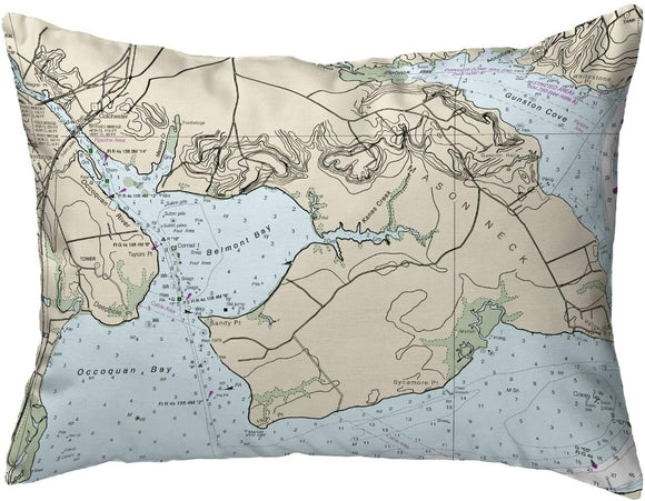 Va Nautical Map Noncorded Pillow 11x14 Color Graphic Coastal Polyester