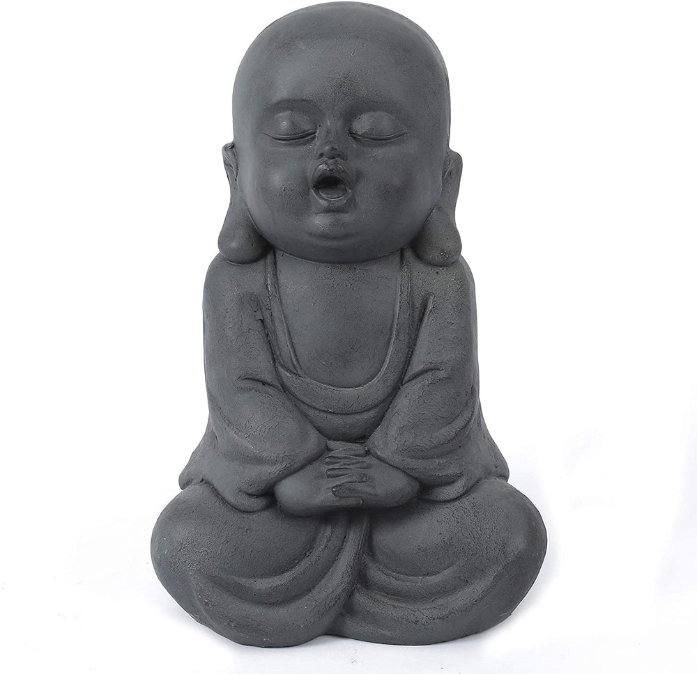 MISC Meditating Buddha Garden Statue Grey Oriental Magnesium Oxide Handmade