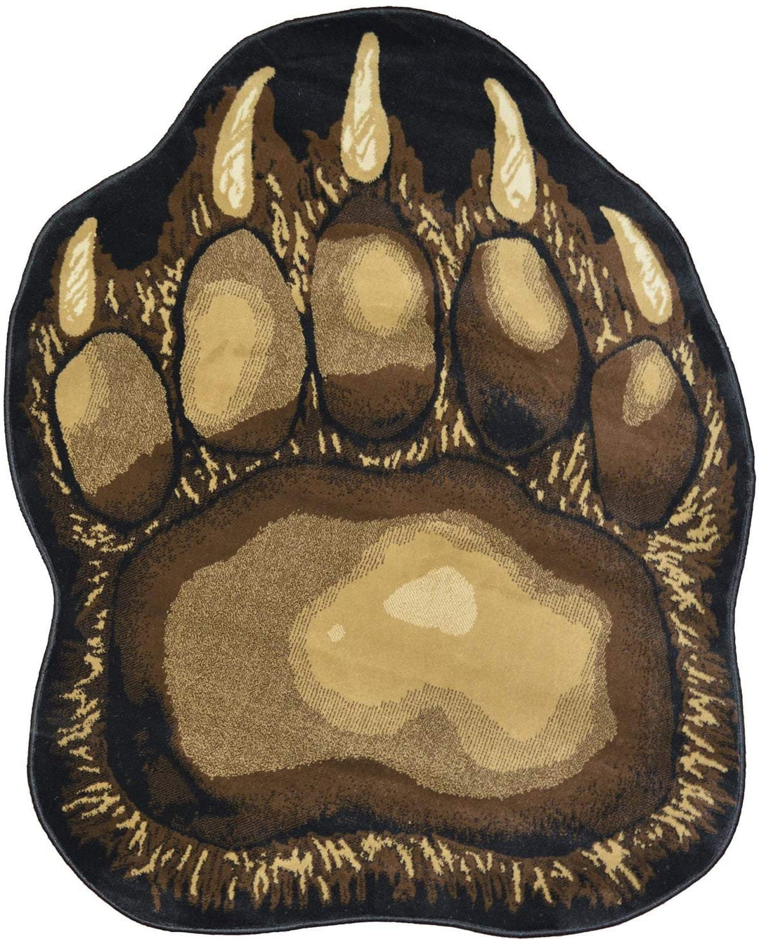 Bear Paw Area Rug 3'8" X 4'10" Black Brown Animal Nature