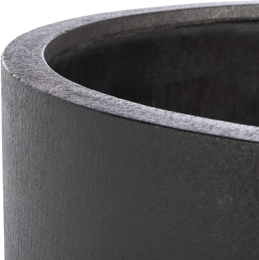 Outdoor Black Planter 21 6" W X L 19 2" H Modern Contemporary Round Concrete - Diamond Home USA