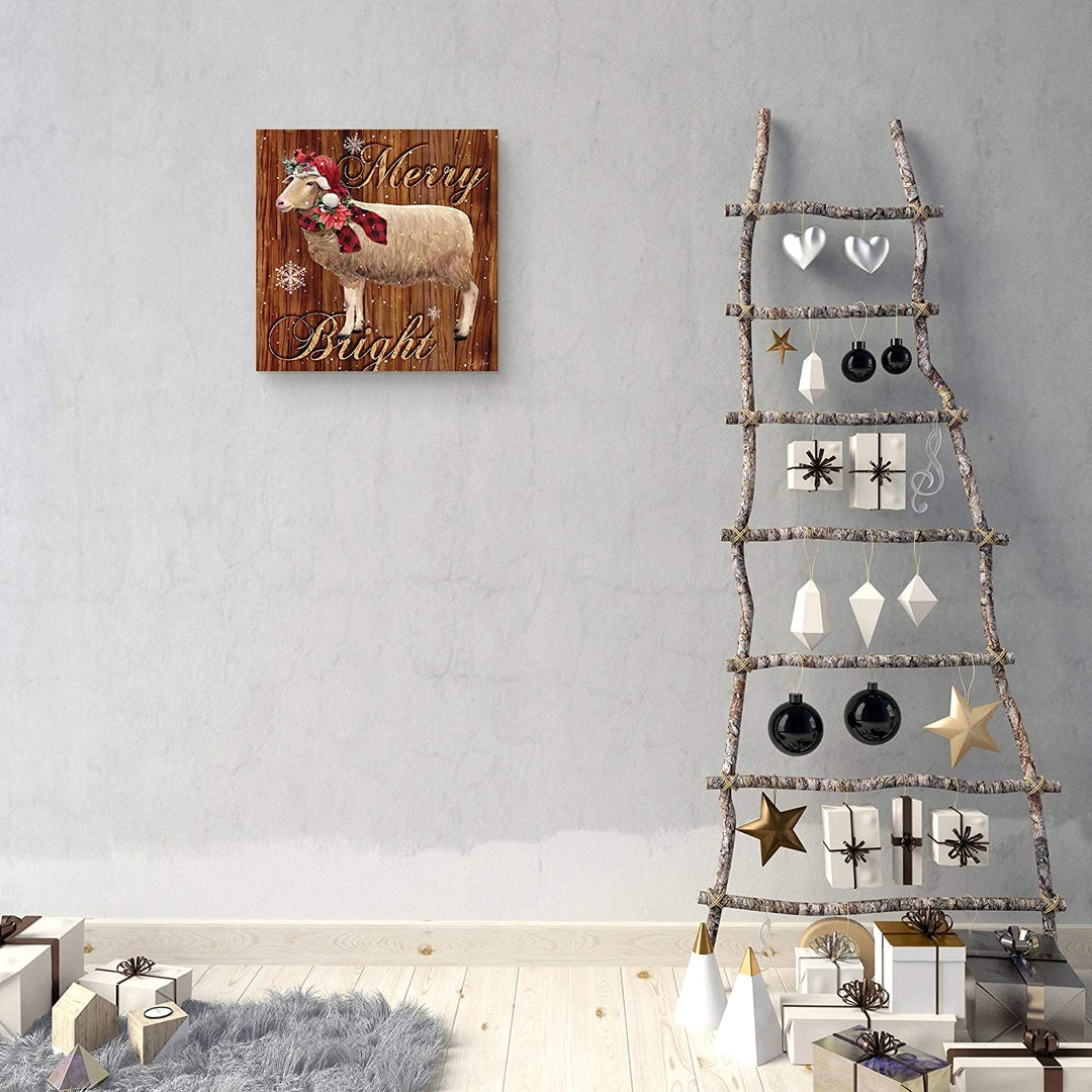 Farm X mas Sheep Art Modern Contemporary Wood - Diamond Home USA